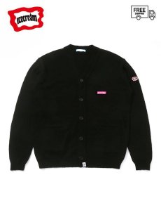 画像1: 送料無料【ICE CREAM - アイスクリーム】EMBROIDERED LOGO MOHAIR CARDIGAN / BLACK (カーディガン/ブラック) (1)